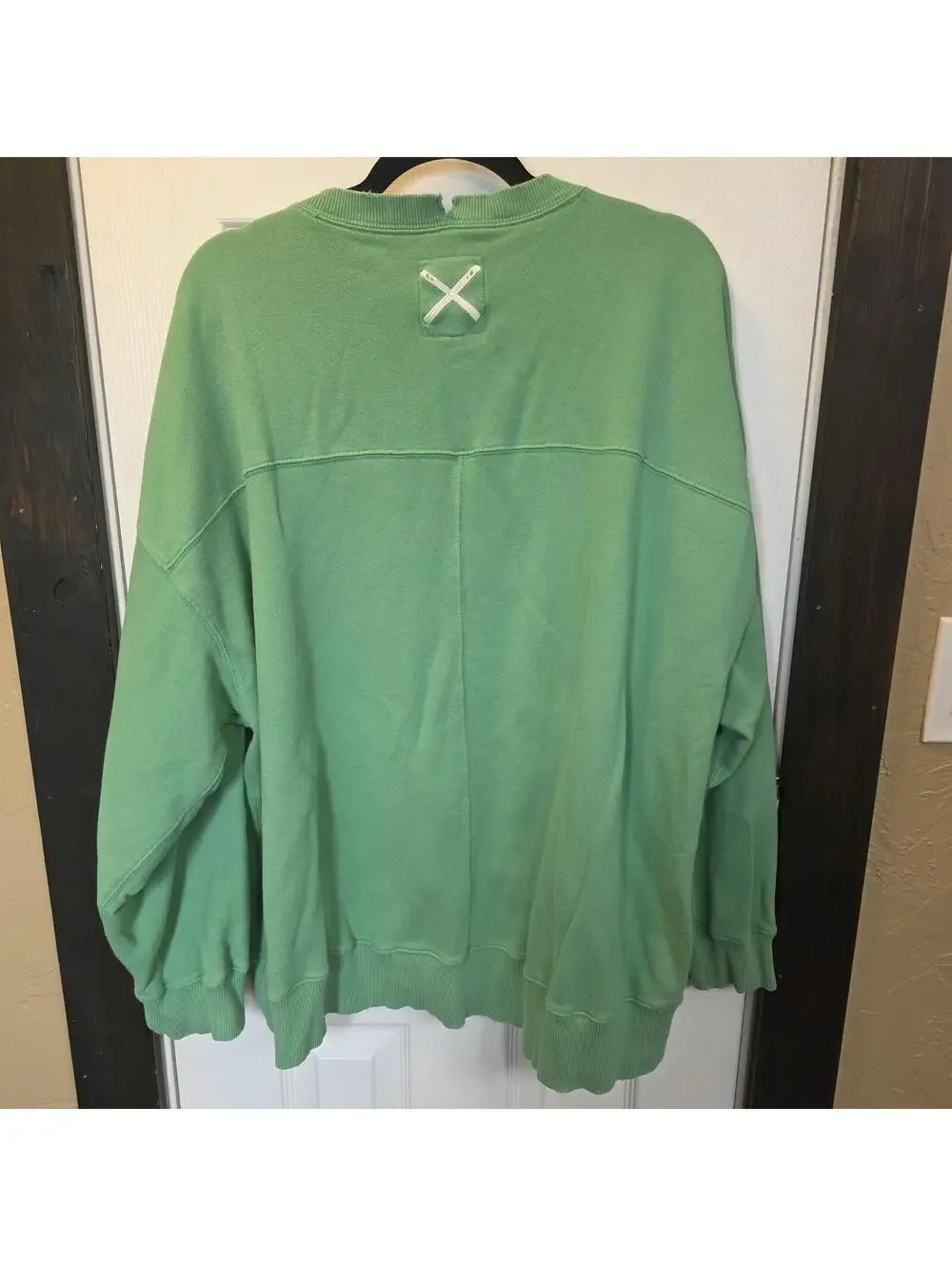 Aerie Oversized Distressed Green Crewneck with Ice Cold Ski Resort Patch- XL - Picture 5 of 8